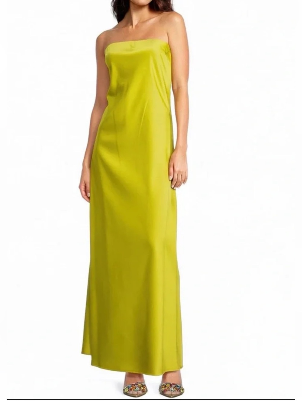 Gianni Bini sz 12 Francesca chartreuse maxi slip dress NWT - Picture 3 of 10